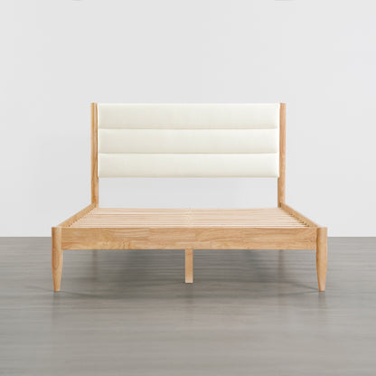 Solace Solid Wood Boucle Upholstered Bed
