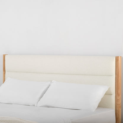 Solace Solid Wood Boucle Upholstered Bed