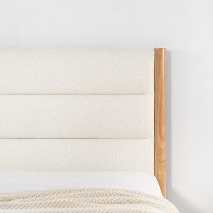 Solace Solid Wood Boucle Upholstered Bed