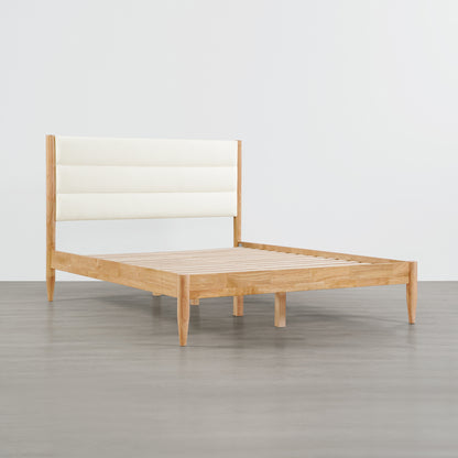Solace Solid Wood Boucle Upholstered Bed