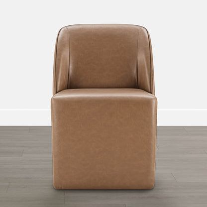 Soren Leather Rolling Dining Chair with Casters Base