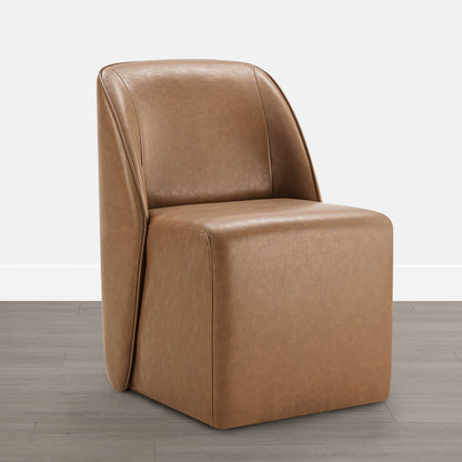 Soren Leather Rolling Dining Chair with Casters Base