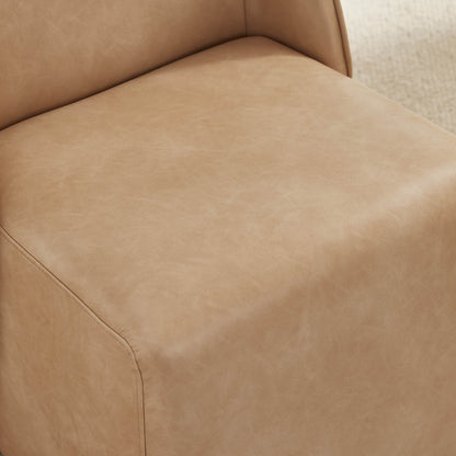 Soren Leather Rolling Dining Chair with Casters Base