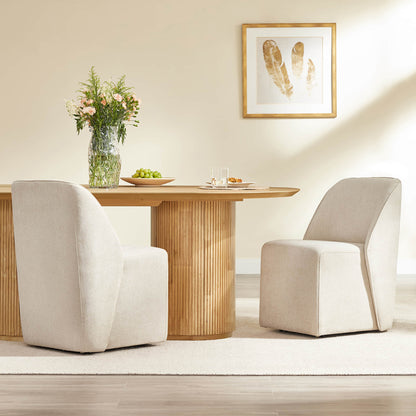 Soren Leather Rolling Dining Chair with Casters Base