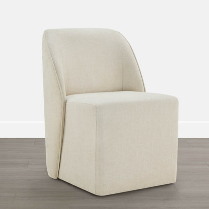Soren Leather Rolling Dining Chair with Casters Base