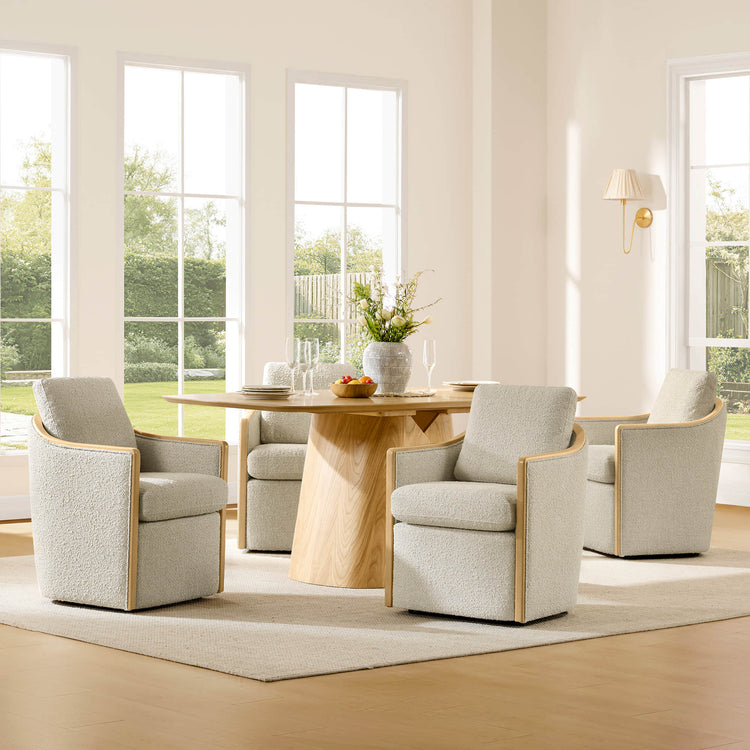 Talia Performance Boucle Rolling Dining Chair (Set of 2)