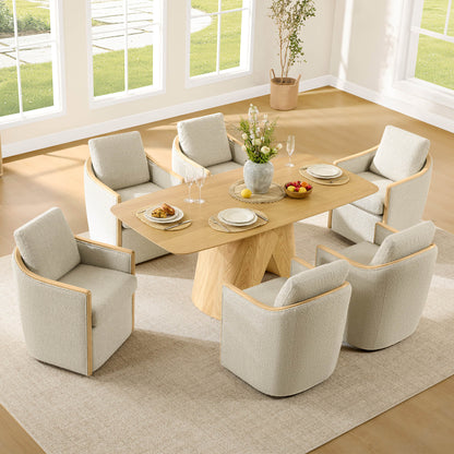 Talia Performance Boucle Rolling Dining Chair (Set of 2)