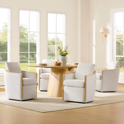 Talia Performance Boucle Rolling Dining Chair (Set of 2)
