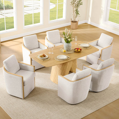 Talia Performance Boucle Rolling Dining Chair (Set of 2)