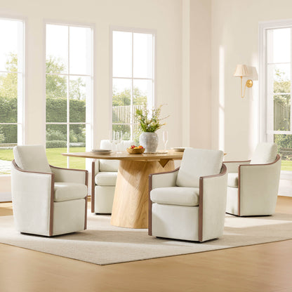 Talia Performance Boucle Rolling Dining Chair (Set of 2)