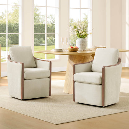 Talia Performance Boucle Rolling Dining Chair (Set of 2)