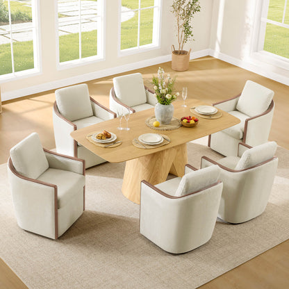 Talia Performance Boucle Rolling Dining Chair (Set of 2)