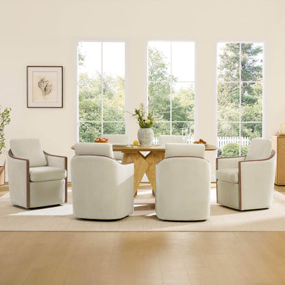 Talia Performance Boucle Rolling Dining Chair (Set of 2)