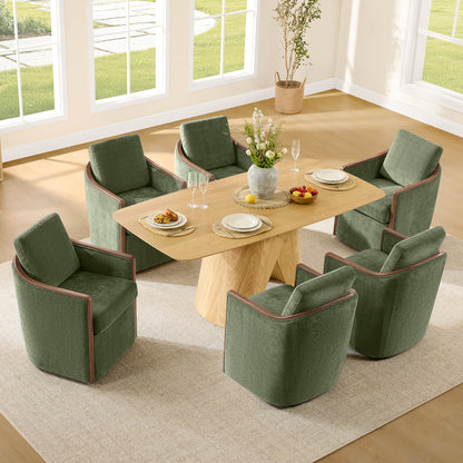 Talia Performance Boucle Rolling Dining Chair (Set of 2)