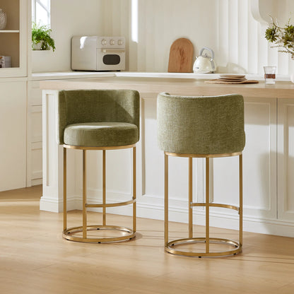 Tanya Modern Chenille Swivel Counter Stool (Set of 2)