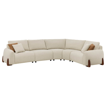 Teleri 4-seat Modular Curved Sofa with Wood Leg