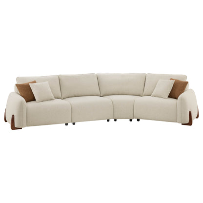 Teleri 4-seat Modular Curved Sofa with Wood Leg