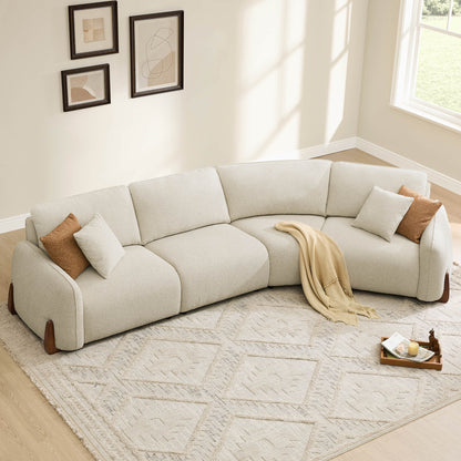 Teleri 4-seat Modular Curved Sofa with Wood Leg