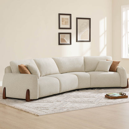 Teleri 4-seat Modular Curved Sofa with Wood Leg