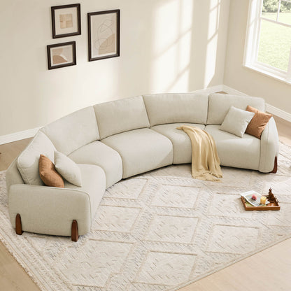 Teleri 4-seat Modular Curved Sofa with Wood Leg