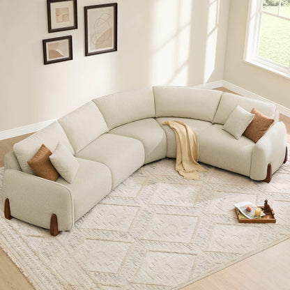 Teleri 3-seat Modular Curved Sofa with Wood Leg