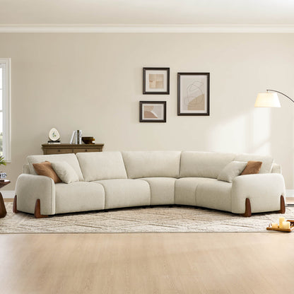 Teleri 4-seat Modular Curved Sofa with Wood Leg