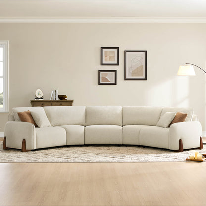 Teleri 4-seat Modular Curved Sofa with Wood Leg
