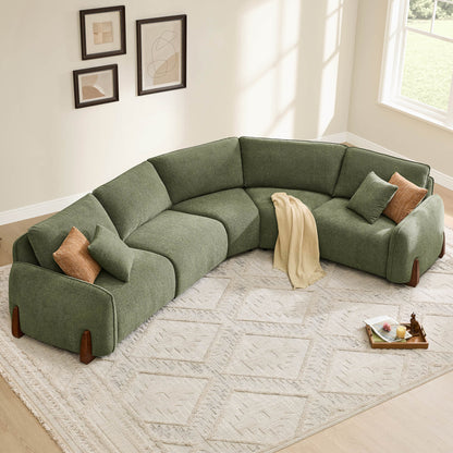 Teleri 3-seat Modular Curved Sofa with Wood Leg