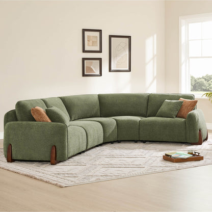 Teleri 5-seat Modular Curved Sofa with Wood Leg