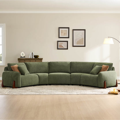 Teleri 4-seat Modular Curved Sofa with Wood Leg