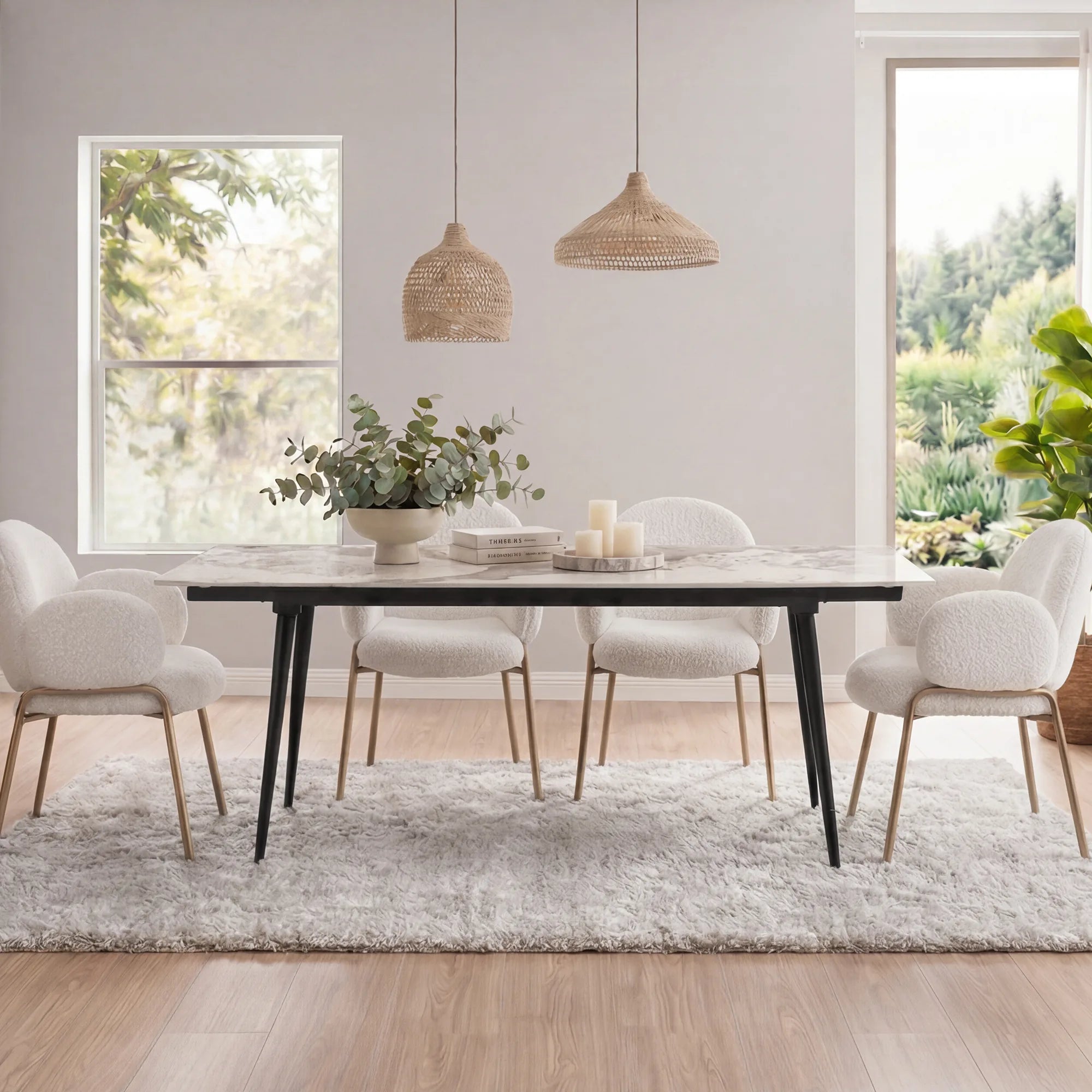Teresa Extendable Glossy Sintered Stone Dining Table,71"-95" - CHITA Living