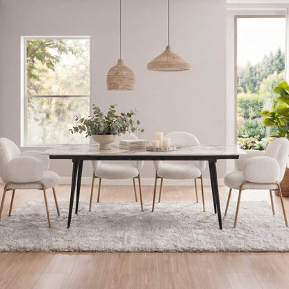 Teresa Extendable Glossy Sintered Stone Dining Table,71"-95" - CHITA Living
