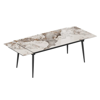 Teresa Extendable Glossy Sintered Stone Dining Table,71"-95"