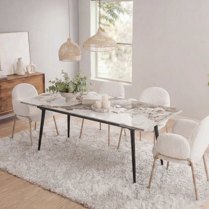 Teresa Extendable Glossy Sintered Stone Dining Table,71"-95"