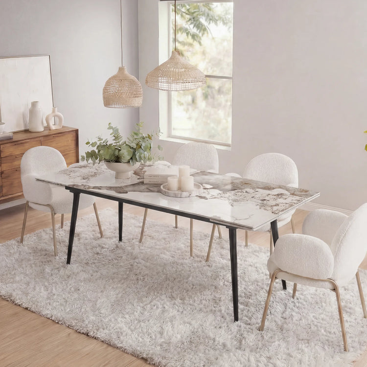 Teresa Extendable Glossy Sintered Stone Dining Table,71"-95"