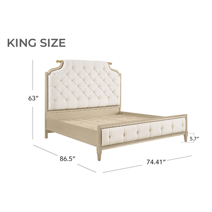 Teresa King Solid Birchwood Upholstered Bed