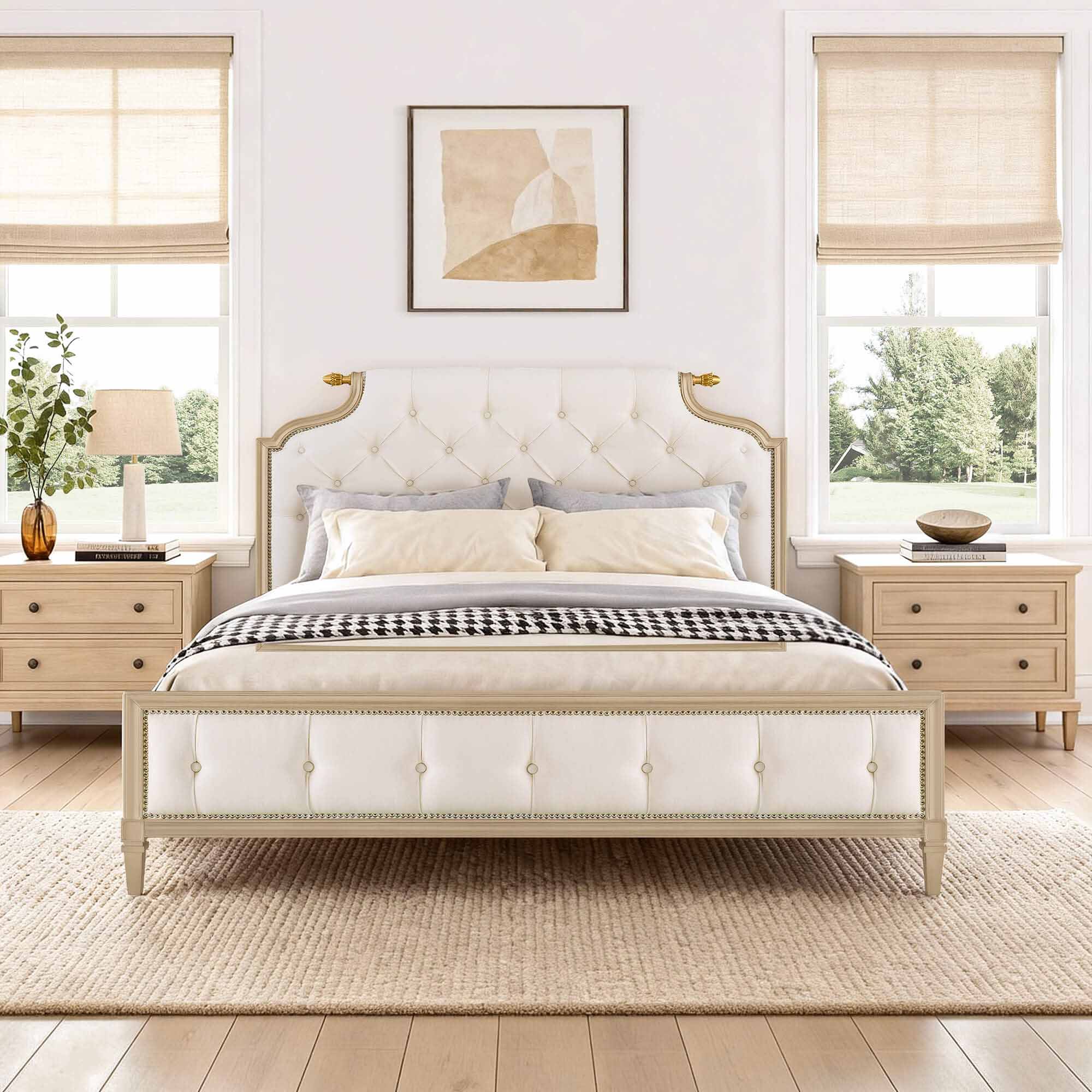 Teresa King Solid Birchwood Upholstered Bed