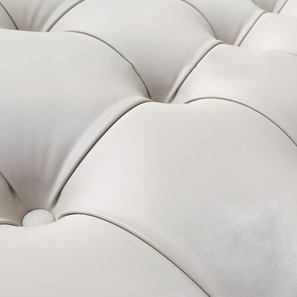 Teresa King Size Bed: Cream diamond tufted upholstery texture.