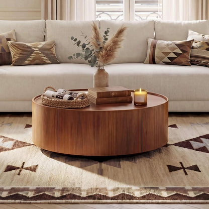 Vanessa Round Coffee Table with Storage