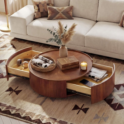 Vanessa Round Coffee Table with Storage