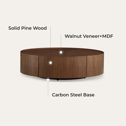 Vanessa Round Coffee Table with Storage