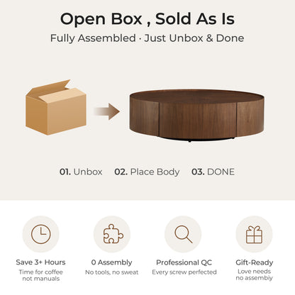 Vanessa Round Coffee Table with Storage