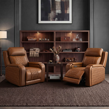 Victor Genuine Leather Power Recliner with Heat & Cooling