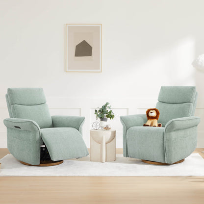 Vinca Modern Power Swivel Glider Recliner with Power Lumbar & Headrest