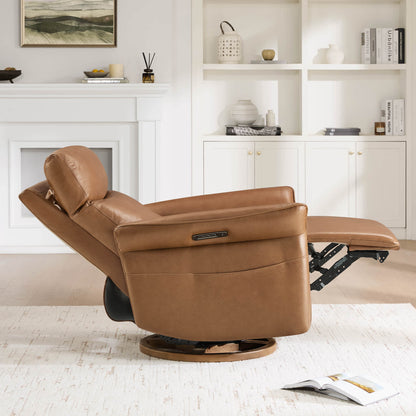 Vinca Modern Power Swivel Glider Recliner with Power Lumbar & Headrest