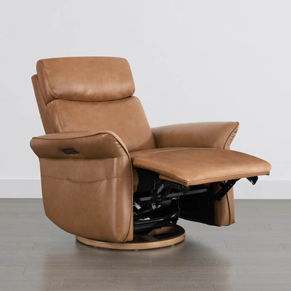 Vinca Modern Power Swivel Glider Recliner with Power Lumbar & Headrest