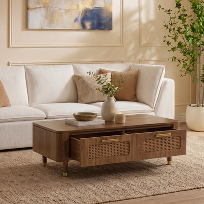 Vision Ash Mid-Century Coffee Table with Cane Drawers