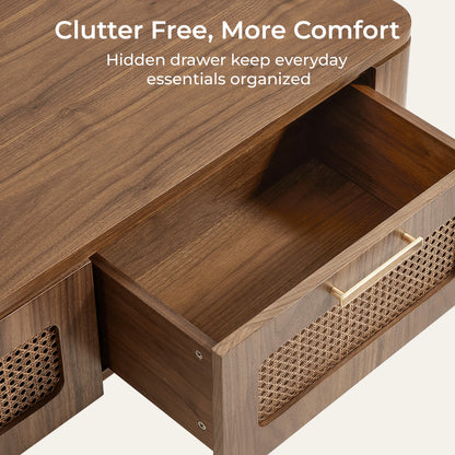 Vision Ash Mid-Century Coffee Table with Cane Drawers