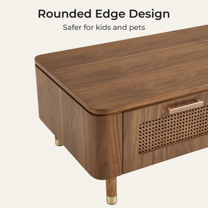 Vision Ash Mid-Century Coffee Table with Cane Drawers