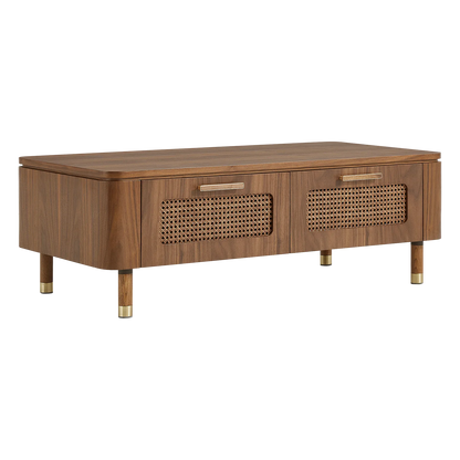 Vision Ash Mid-Century Coffee Table with Cane Drawers